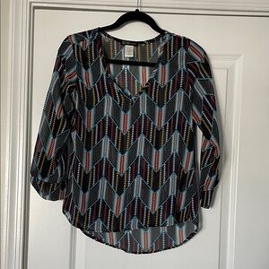 Grass Collection Multicolor Chevron Blouse